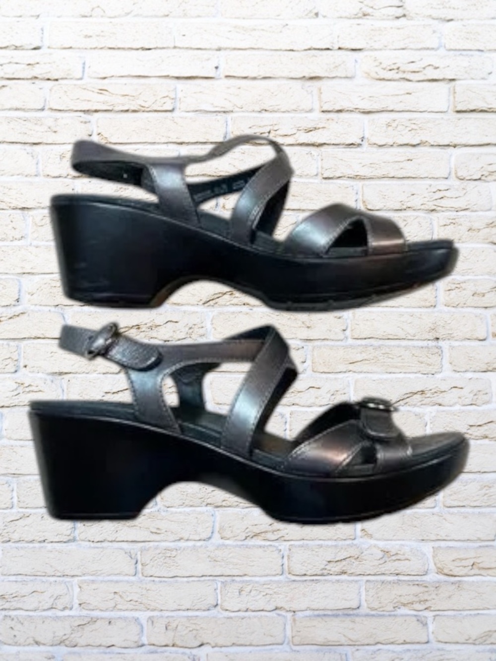 DANSKO Julie Pewter Metallic Wedge Sandal Size 39 8 8.5